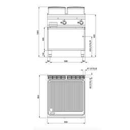 Gas Bratplatte - 14 kW - Gerillt