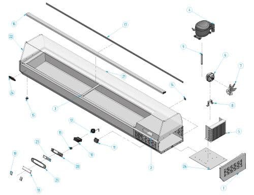 Kühlaufsatzvitrine Premium PLUS - 2300x413mm - 10x GN 1/3