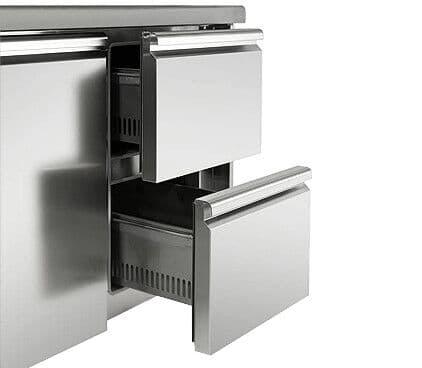 Pizzakühltisch PREMIUM - 1400x700mm - 1 Tür & 4 Schubladen