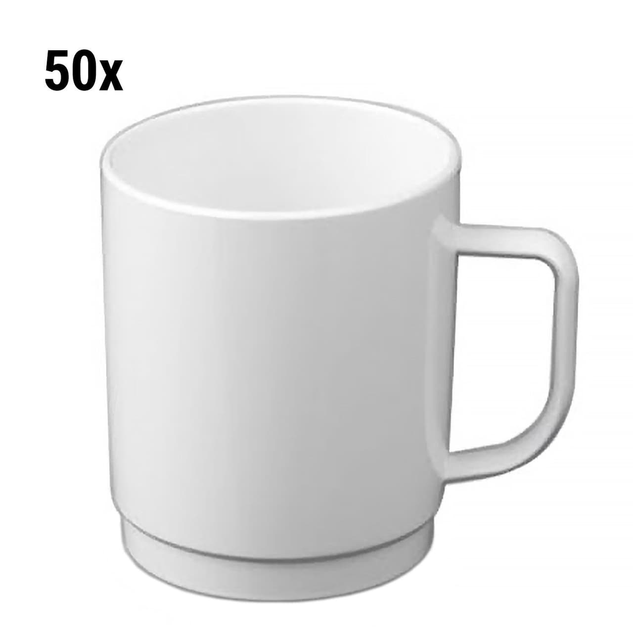 (50 Stück) Polycarbonat Tee-/Kaffeetasse, weiss - 250 ml