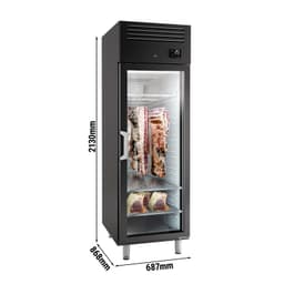 Dry Aging Fleischreifeschrank - 680mm - mit 1 Glastür - Schwarz