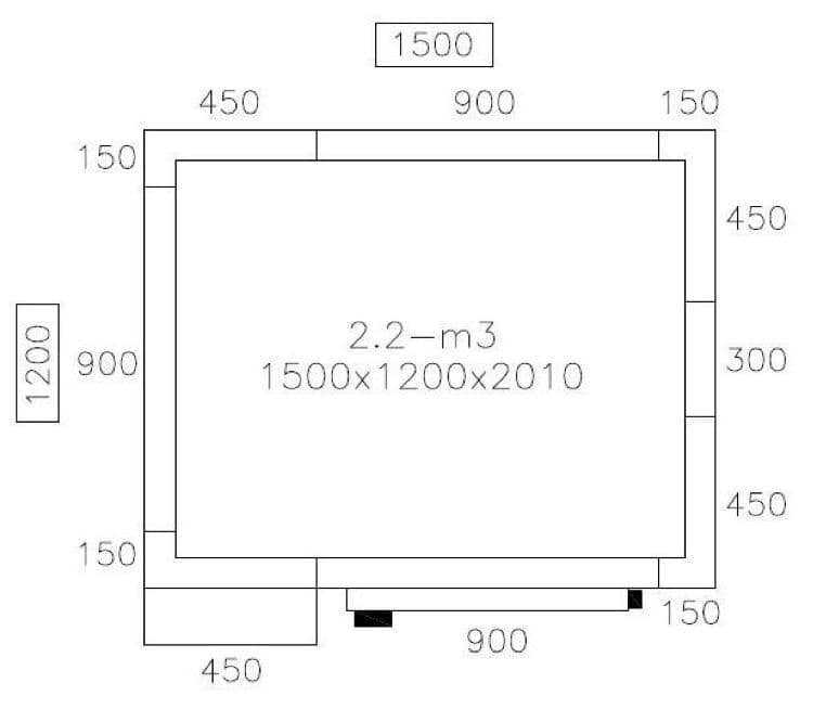 Tiefkühlzelle - 1500x1200mm - 2,2m³ - inkl. Tiefkühlaggregat & Lamellen