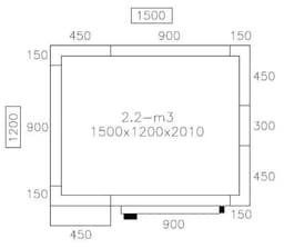 Tiefkühlzelle - 1500x1200mm - 2,2m³ - inkl. Tiefkühlaggregat & Lamellen