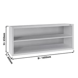 Edelstahl Wandhängeschrank ECO - 1600x400mm - ohne Schiebetür - 650mm hoch