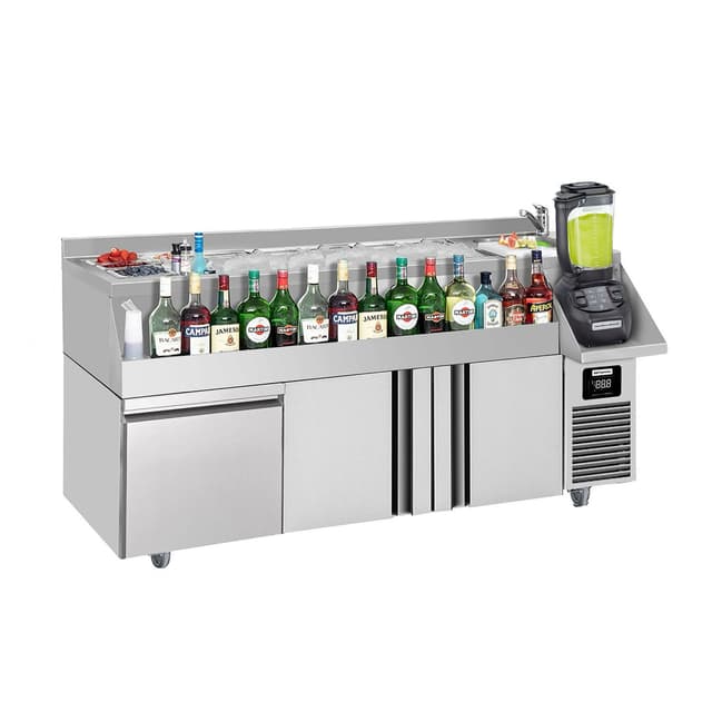 Bar- & Getränkekühltisch - 1600x600mm - 235 Liter - mit 2 Türen, 1 Schublade & Ablagen