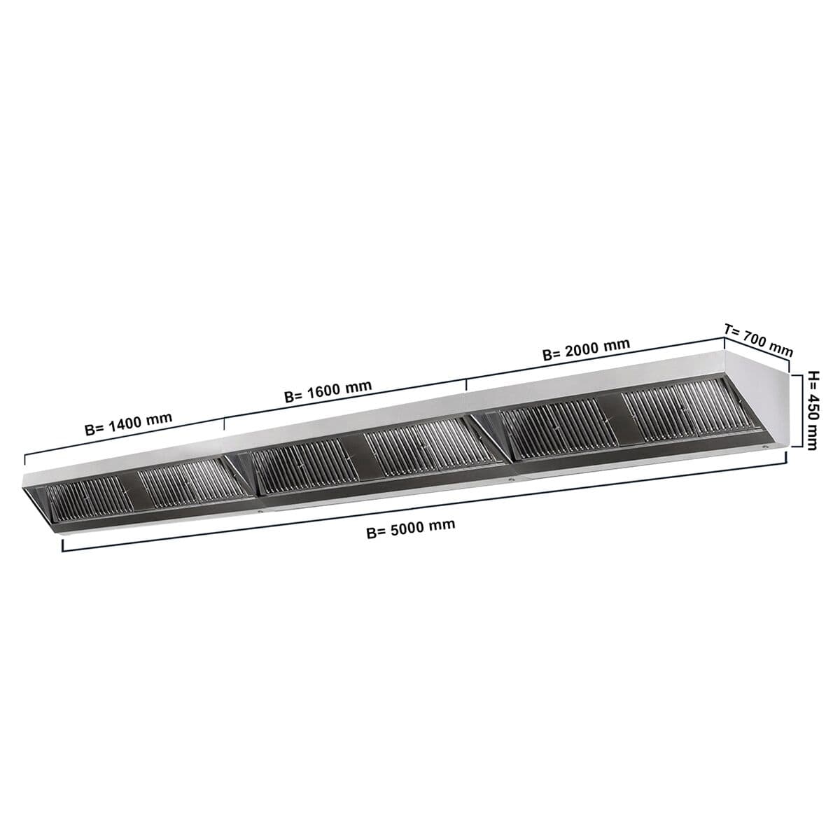 Wandhaube - 5000mm - mit Filter & Lampe