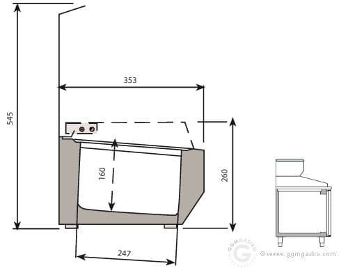 Kühlaufsatzvitrine Premium PLUS - 1328x353mm - 5x GN 1/4