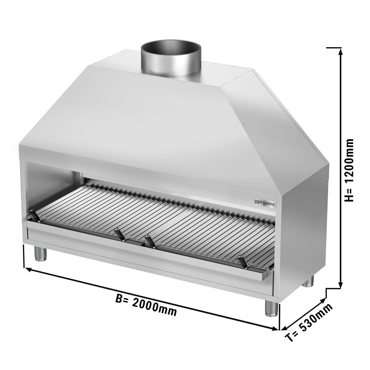 Edelstahl Holzkohlegrill - 2000mm