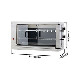 Elektro Hähnchengrill - Glaskeramik - 9,6kW - mit 2 Spießen für bis zu 12 Hähnchen