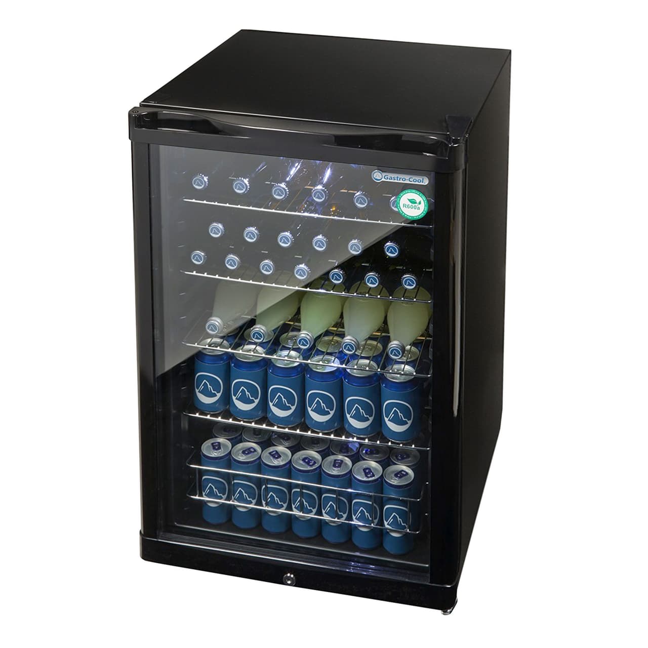 GASTRO-COOL | Barkühlschrank - 540mm - 130 Liter - mit 1 Glasflügeltür - Schwarz