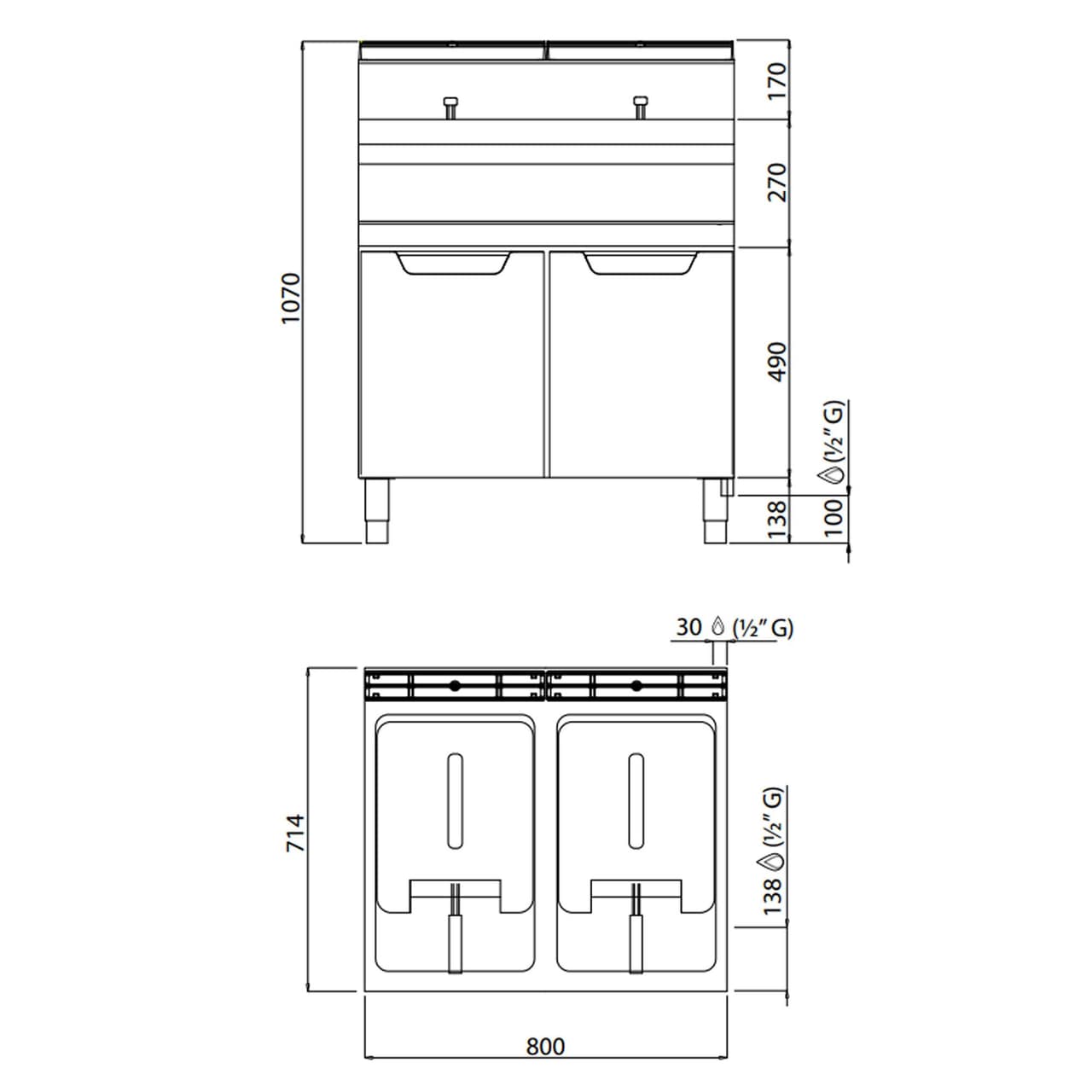 Gas Doppelfritteuse - 20+20 Liter - 33 kW