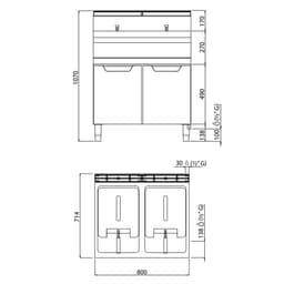 Gas Doppelfritteuse - 20+20 Liter - 33 kW