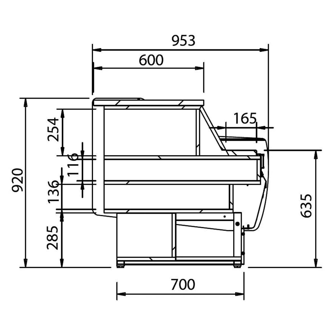 Kassentisch - 990mm - Frontblende Weiß