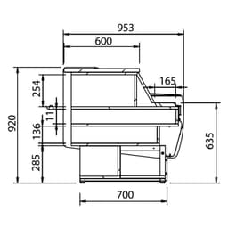 Kassentisch - 990mm - Frontblende Weiß