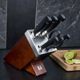 ZWILLING | VIER STERNE SharpBlock - Selbstschärfender Messerblock - 7-tlg - Braun