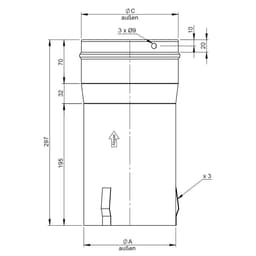 Einschubstutzen/ Adapter für Kaminaufsatz - Ø 150 mm