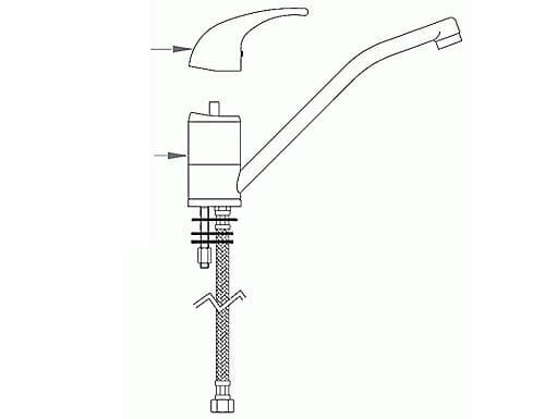 Einloch Mischbatterie 2000 - Niederdruck - mit Schwenkhahn & Einhebelmischer