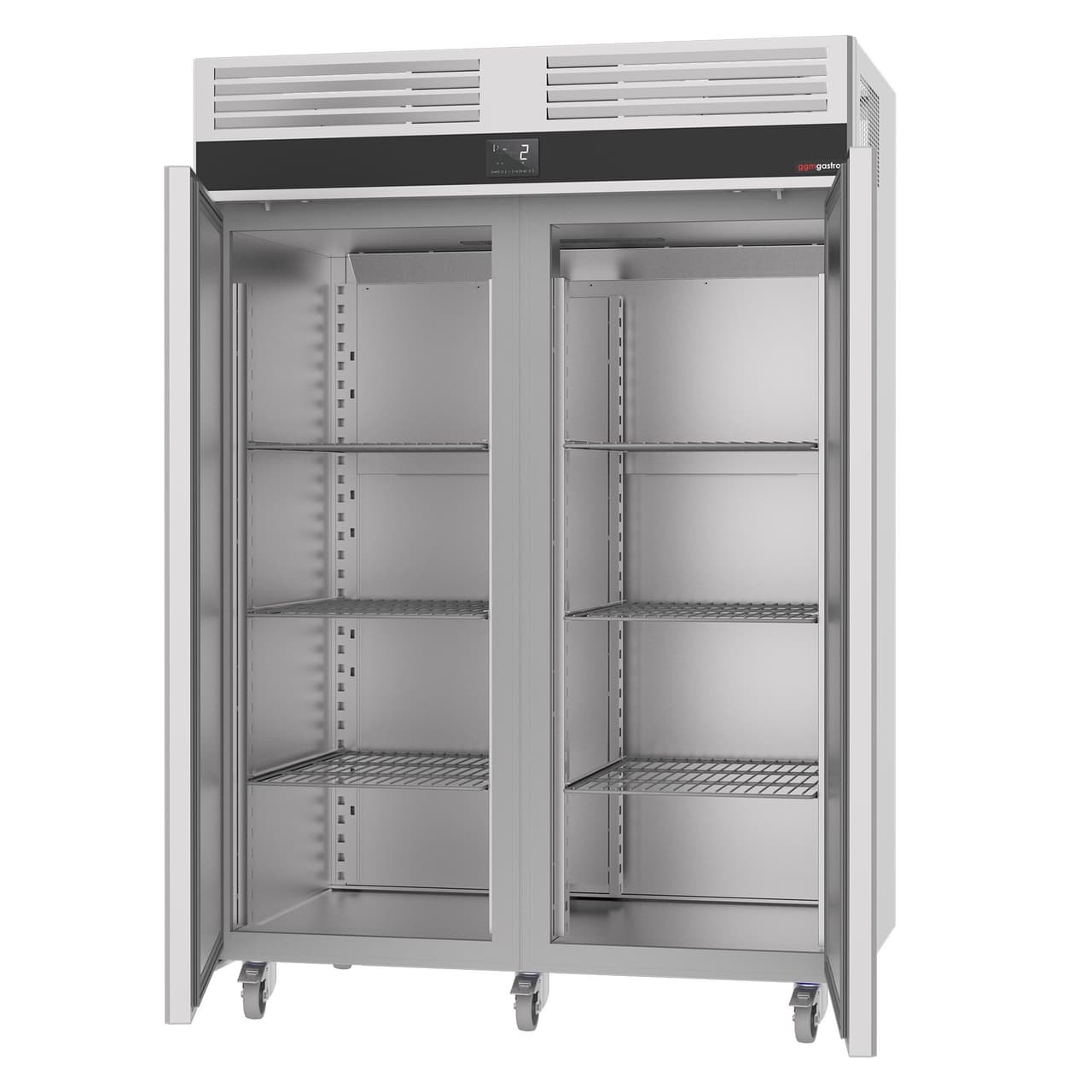 Kühlschrank Edelstahl PREMIUM - GN 2/1 - 1400 Liter - mit 2 Türen & Rollen - Für UK