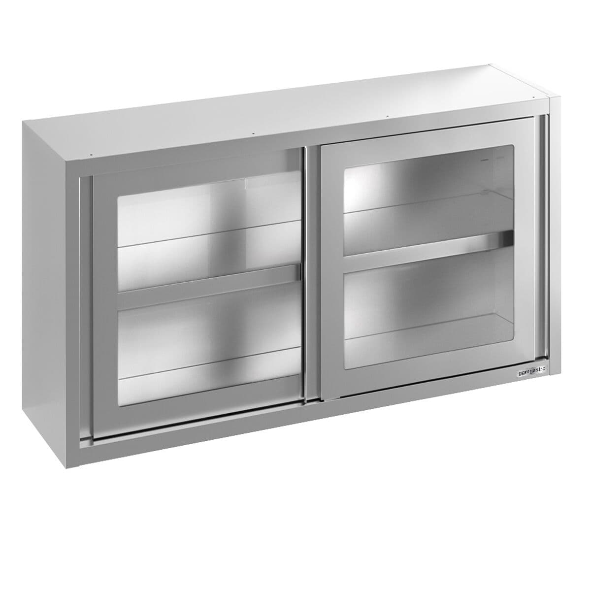 Edelstahl Wandhängeschrank - 1400x400mm - mit Glasschiebetür - 800mm hoch