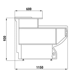 Kassentisch - 800mm - mit Beleuchtung - Frondblende Gelb