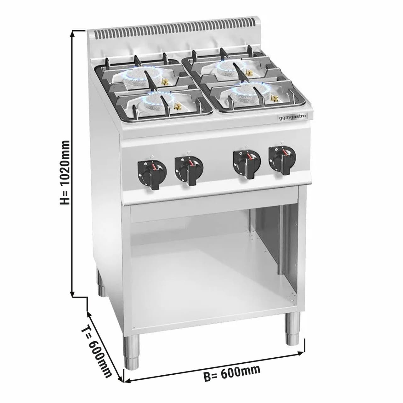 Gasherd - 19 kW - 4 Brenner