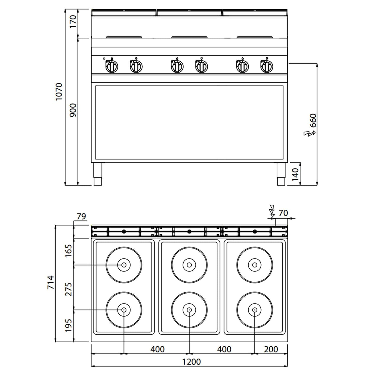 Elektroherd - 15,6 kW - 6 Platten Rund