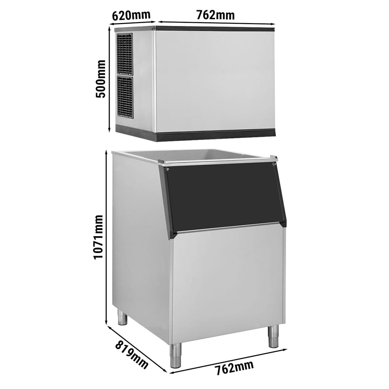 Eiswürfelbereiter - Würfel - 212 kg /24 h - inkl. Eisvorratsbehälter