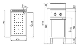 Infrarotherd - 6,4 kW - 2 Kochfelder