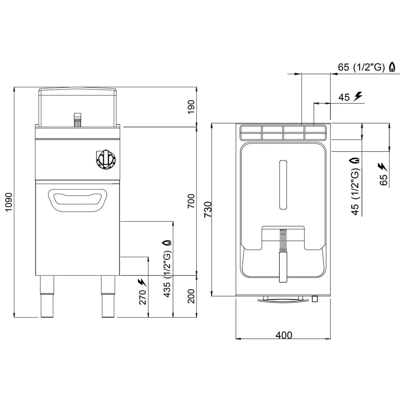 Gas Fritteuse - 18 Liter - 14 kW