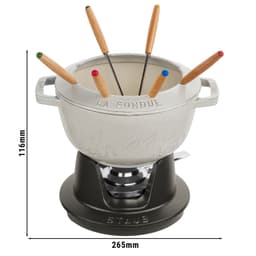 STAUB | SPECIALITIES - Fondue Set - Ø 200mm - Gusseisesn -Weisser Trüffel