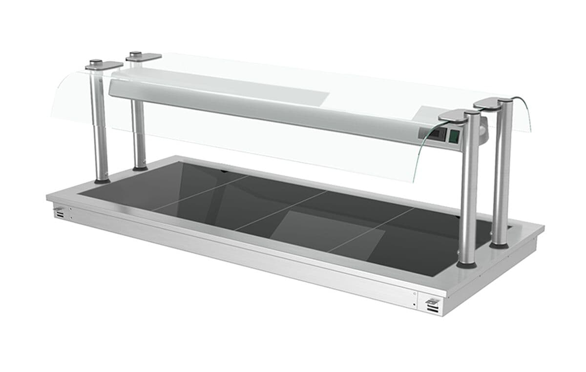 Einbau Warmhalteplatte - 1,5m - 4x GN 1/1 - mit Glas-Hustenschutz