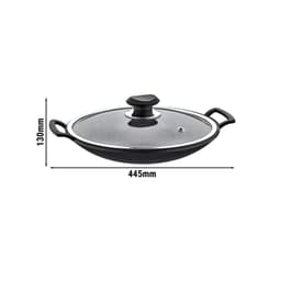 Wok Ø 340 mm Antihaft mit Glasdeckel 