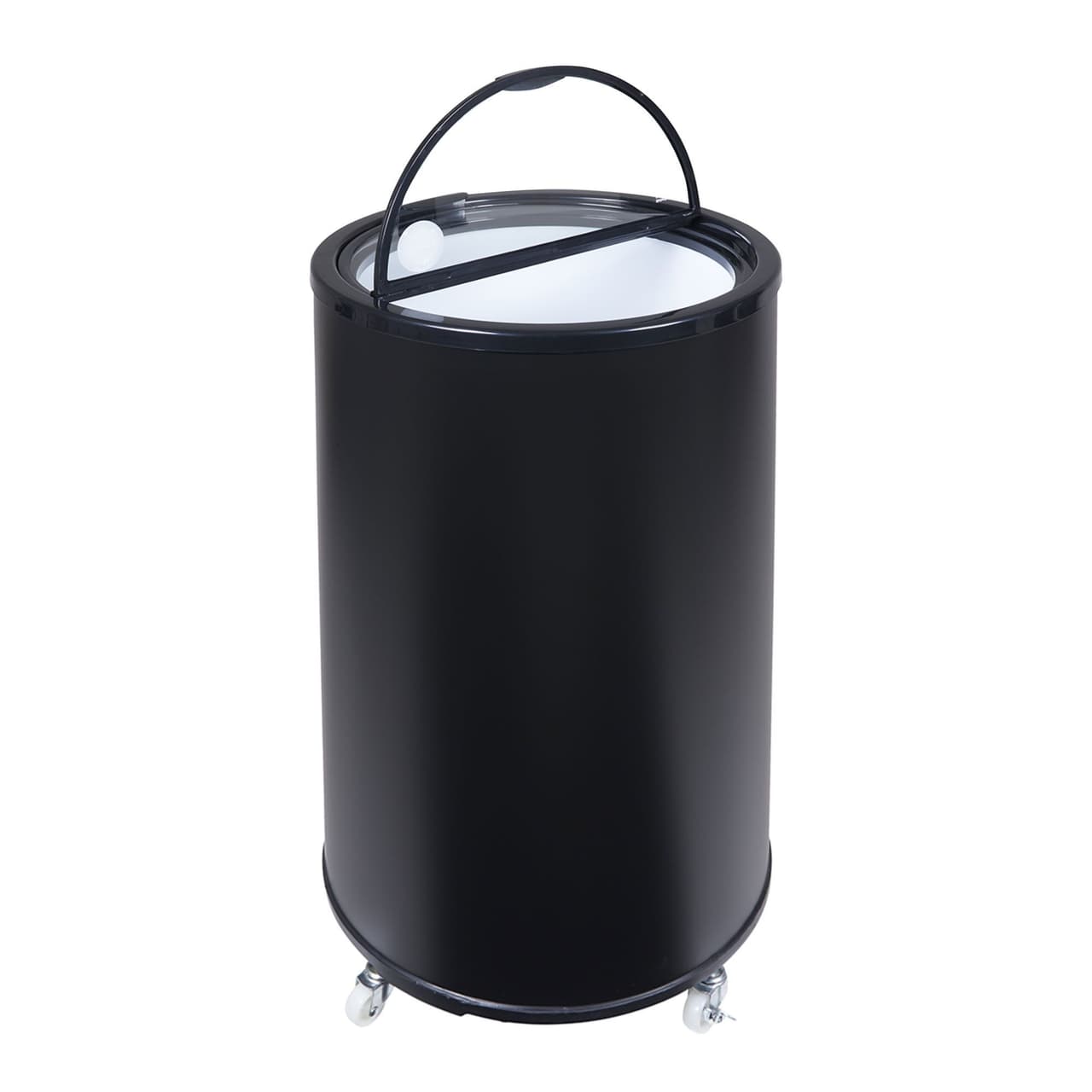 GASTRO-COOL | Party-Kühler / Kühltonne - 41 Liter - Glasdeckel & Rollen - Schwarz