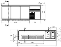 Biertheke Premium PLUS - 2500x700mm - 3 Glastüren