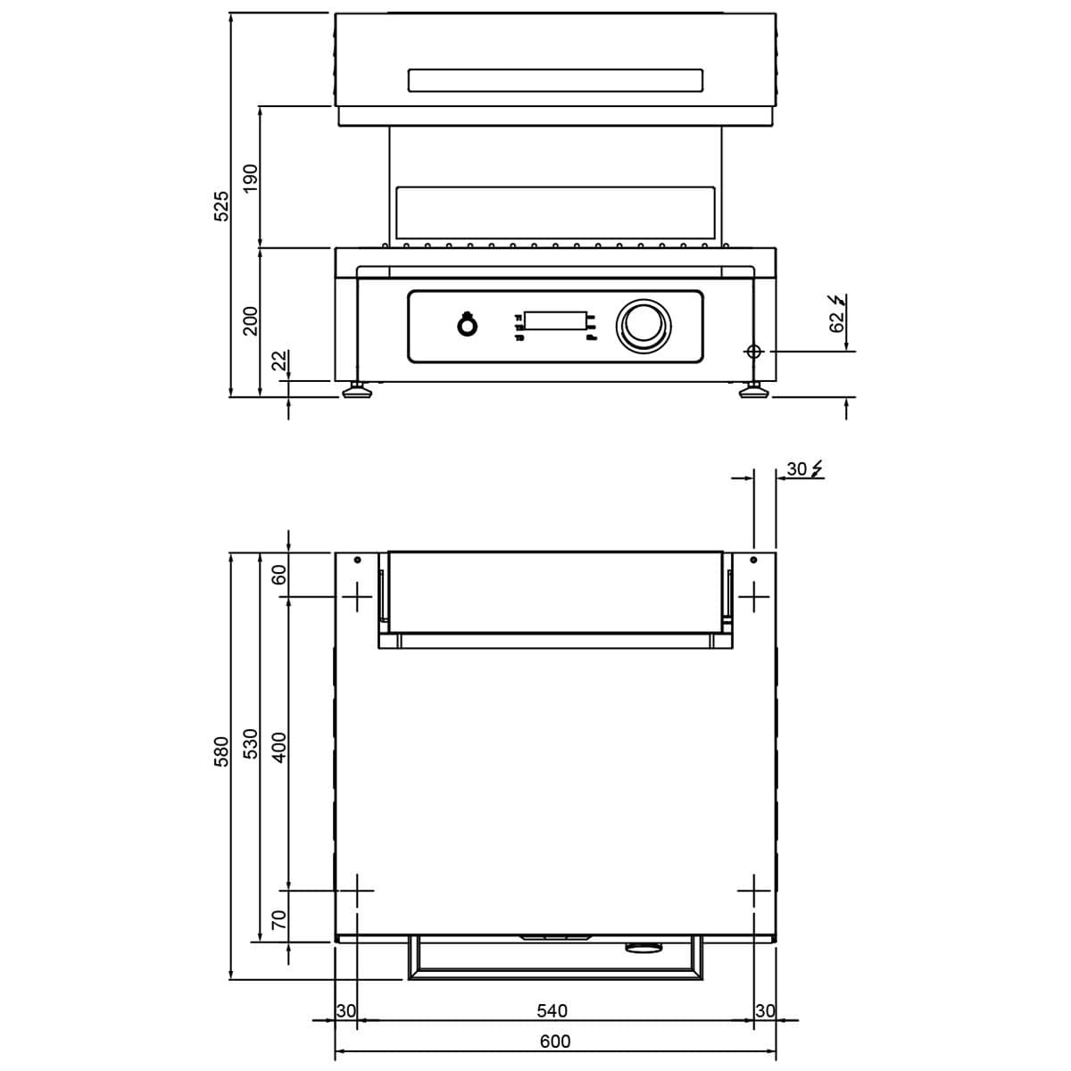 Elektro Pita Ofen/ Salamander - 4,5 kW - 220 Volt - Elektronische Steuerung