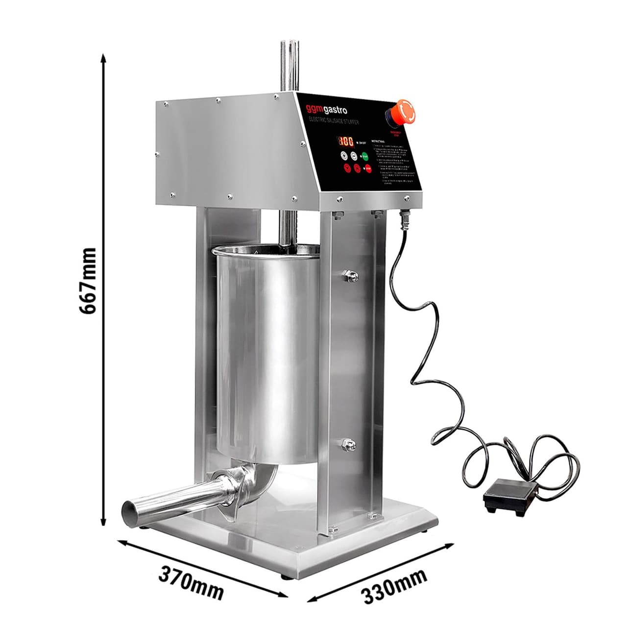 Elektrischer Wurstfüller & Churromaschine - 12 Liter - 90 Watt - Edelstahl - inkl. 4 Wurstfüller- & 3 Churro-Aufsätze