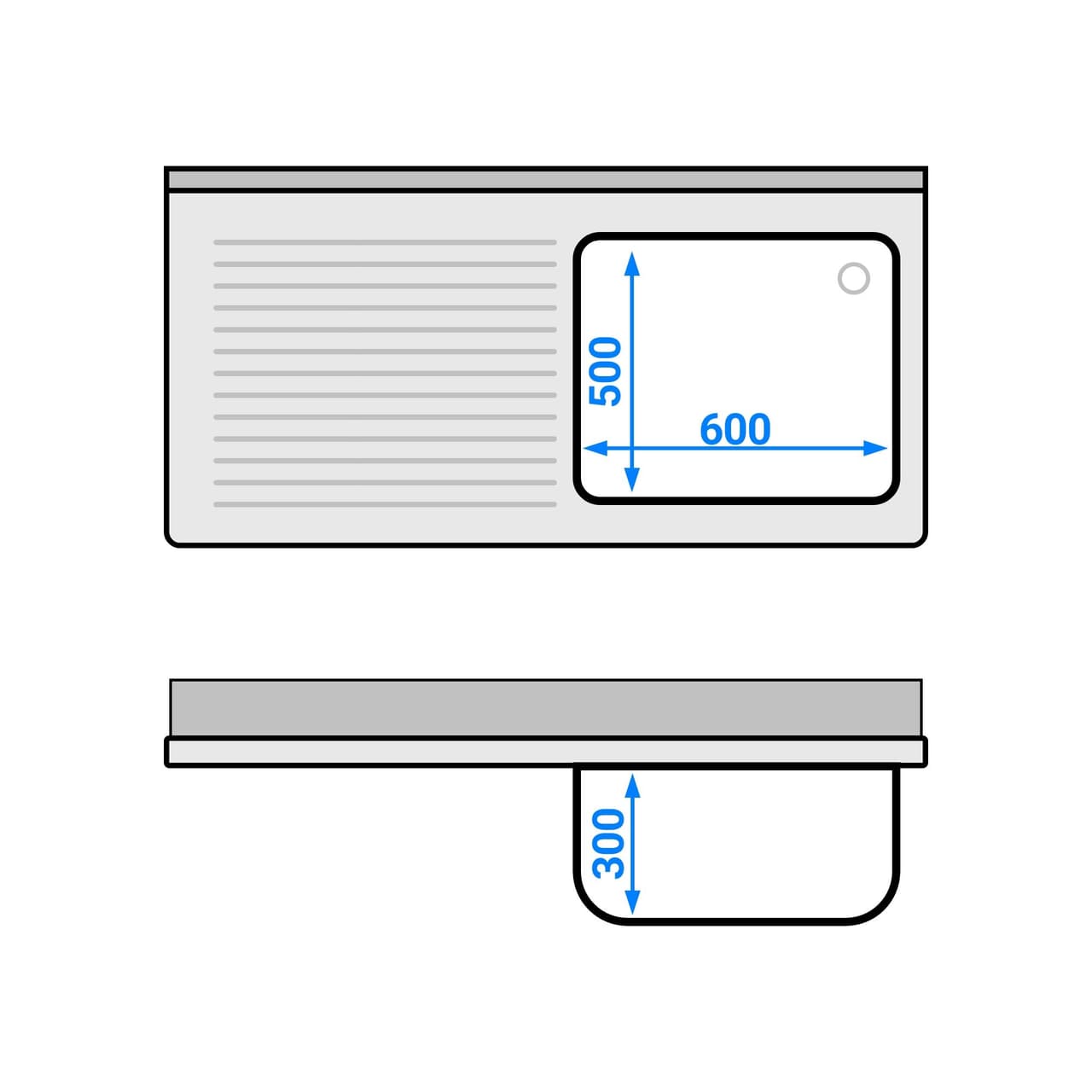 Spülschrank PREMIUM - 1400x700mm - mit 1 Becken rechts