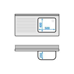 Spülschrank - 1200x600mm - mit Abfallbehälter & 1 Becken rechts