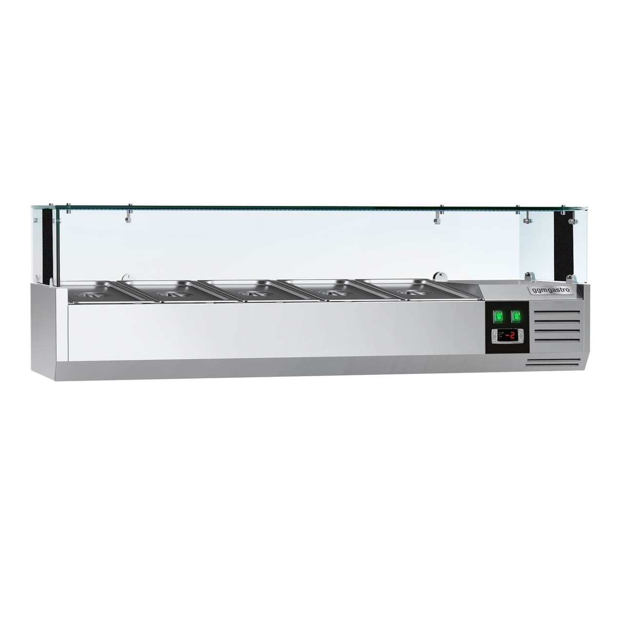 Kühlaufsatzvitrine PREMIUM mit LED-Licht - 1200x335mm - 5x GN 1/4