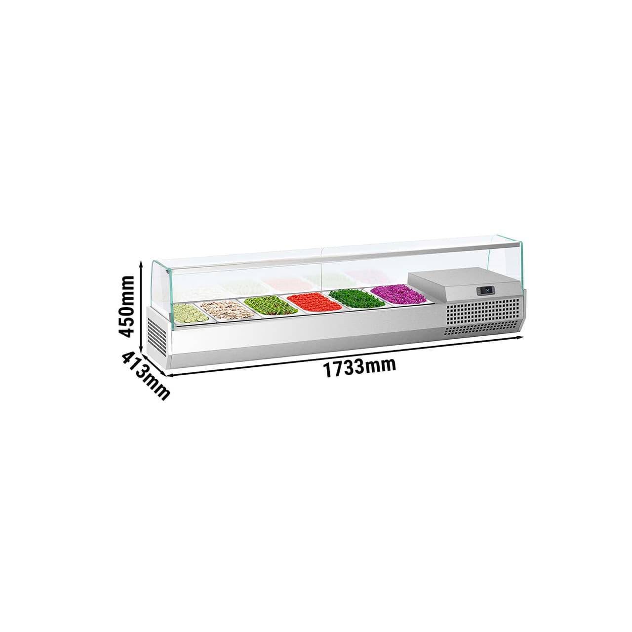 Kühlaufsatzvitrine Premium PLUS - 1733x413mm - 6x GN 1/3