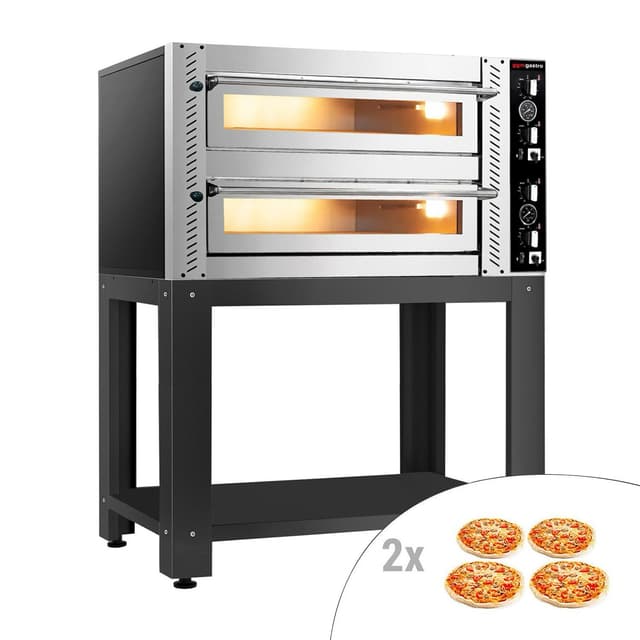 Elektro Pizzaofen - (Vollschamott) - 4+4x 34cm - Manuell - inkl. Untergestell