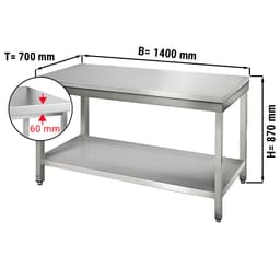 Edelstahl Arbeitstisch ECO - 1400x700mm - mit Grundboden ohne Aufkantung