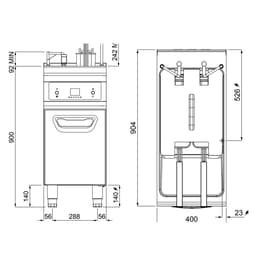 Elektro Fritteuse - 22 Liter - 22 kW - mit automatischer Korbanhebung & Ölfiltersystem