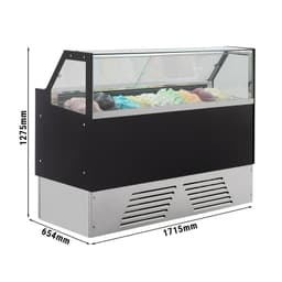 Eistheke EMMA - 1710mm - Umluft - für 9x 5 Liter oder 6x 7 Liter Eisbehälter - Schwarz