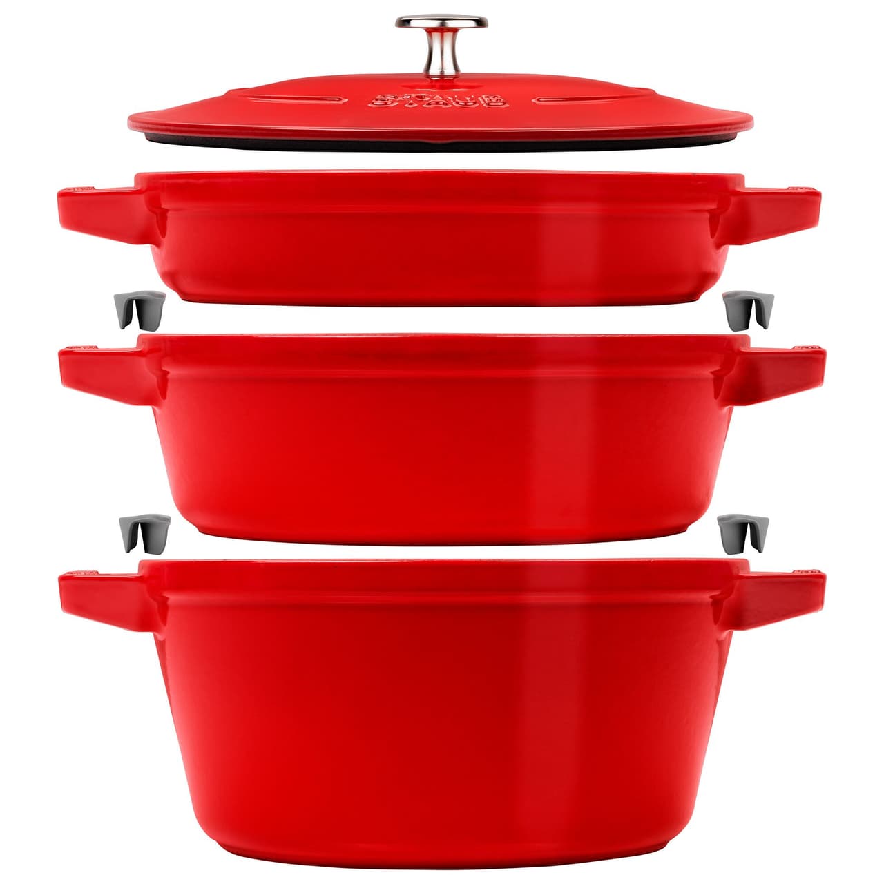 STAUB | STACKABLE SET - Kochtopfset - 3-tlg - Ø 240mm - Gusseisen - Kirsch-Rot