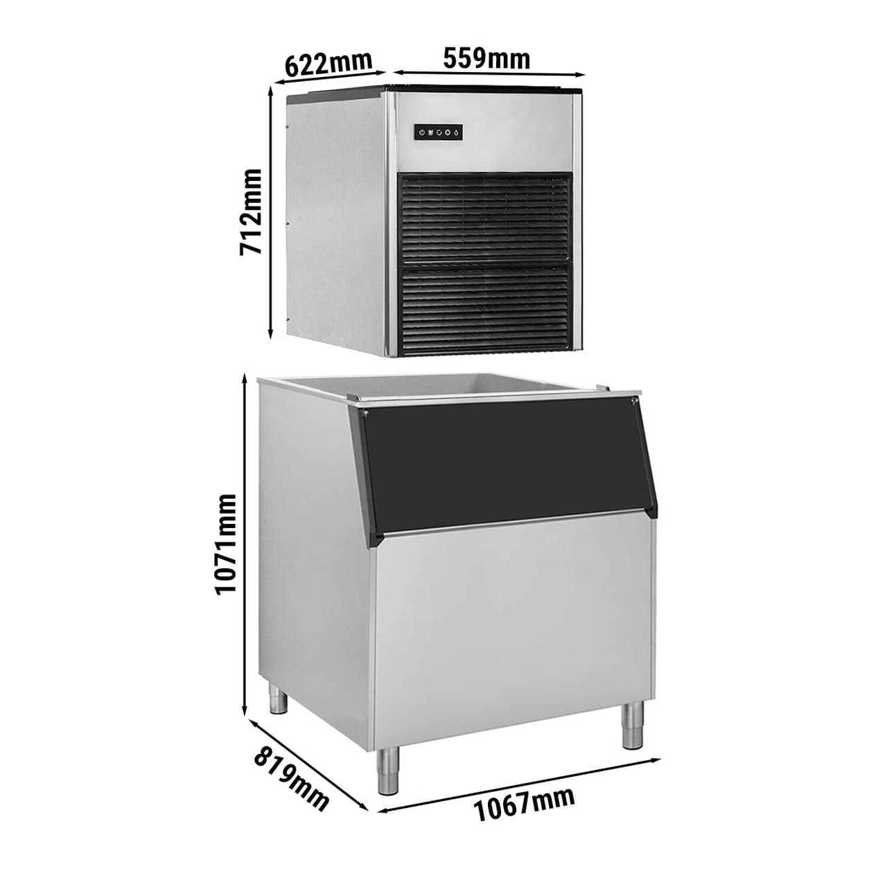 Eiswürfelbereiter - Nugget - 335 kg /24 h - inkl. Eisvorratsbehälter