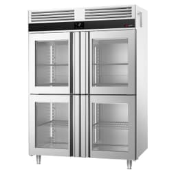 Kühlschrank Edelstahl PREMIUM - GN 2/1 - 1400 Liter - mit 4 Glashalbtüren