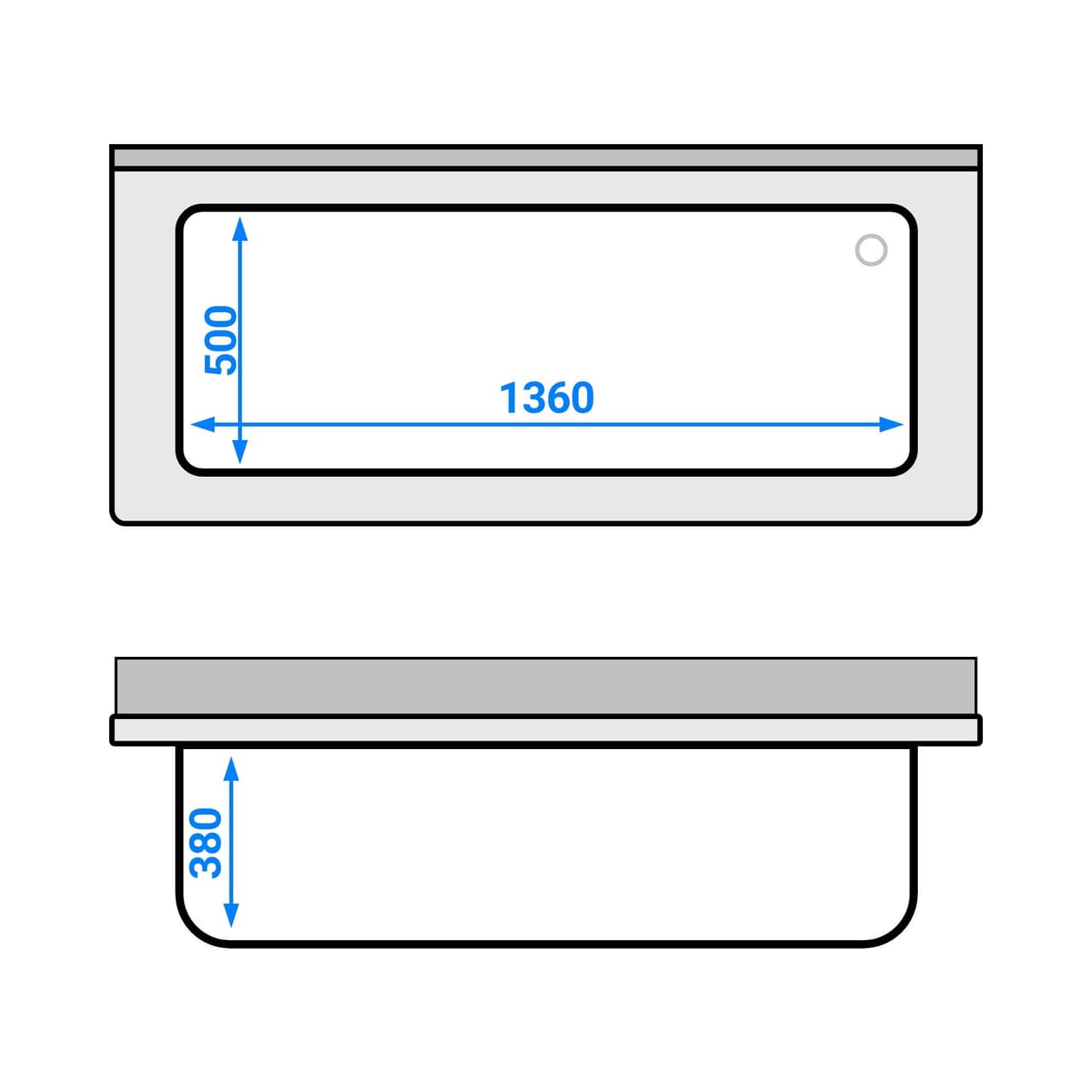 Topfspültisch Premium - 1600x600mm - mit Grundboden & 1 Becken