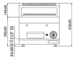 Gas Lavasteingrill - 7 kW - Grillrost neigbar - inkl. Unterbau mit 1 Tür