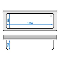 Topfspültisch ECO - 1800x700mm - mit Grundboden & 1 Becken